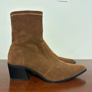 Zara Brown Suede Ankle Boots Size 9
